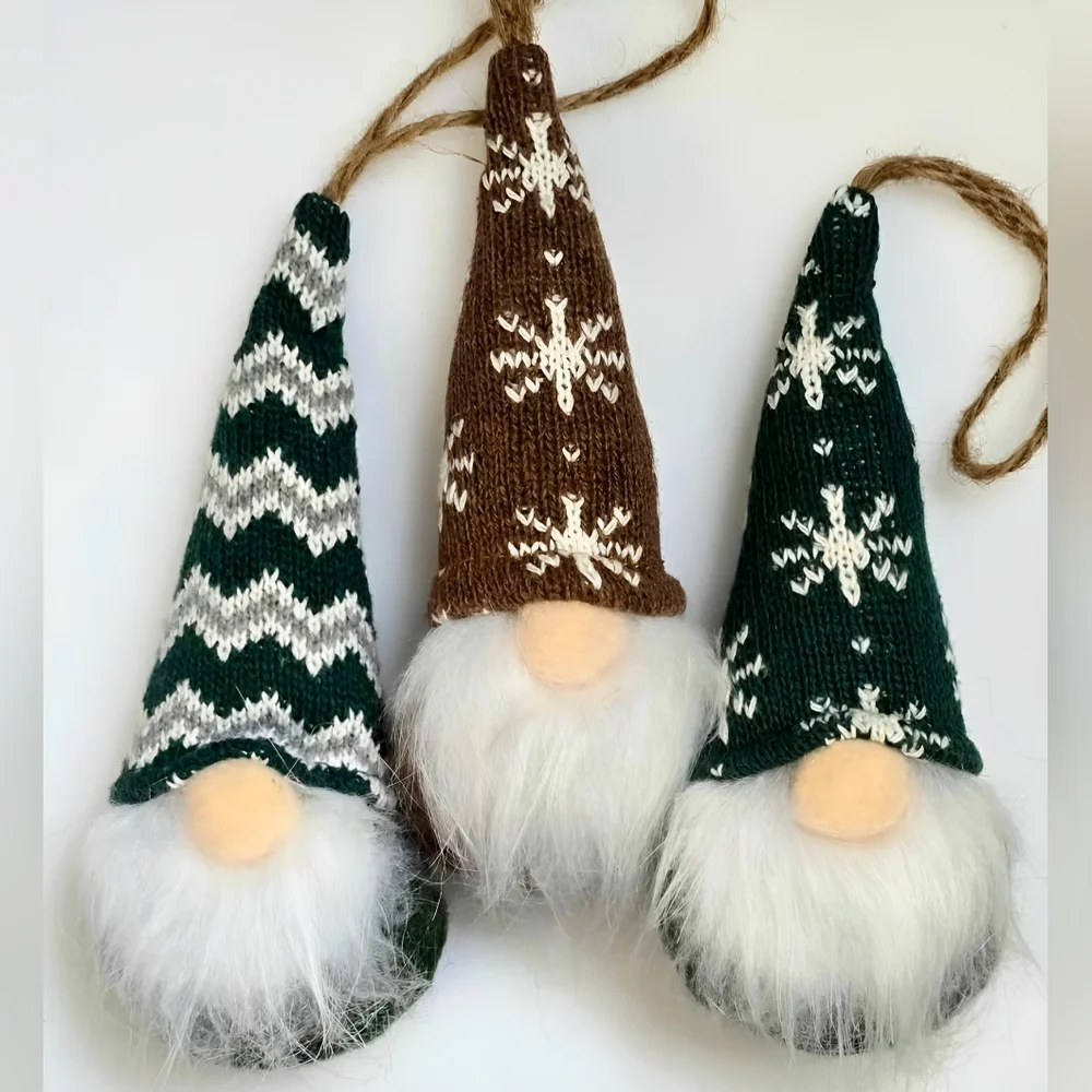 NWT Lot of 3 Whimsical Plush Gnome Nisse Elf Christmas Ornaments